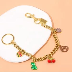 Gold Charm Keychain Bracelet